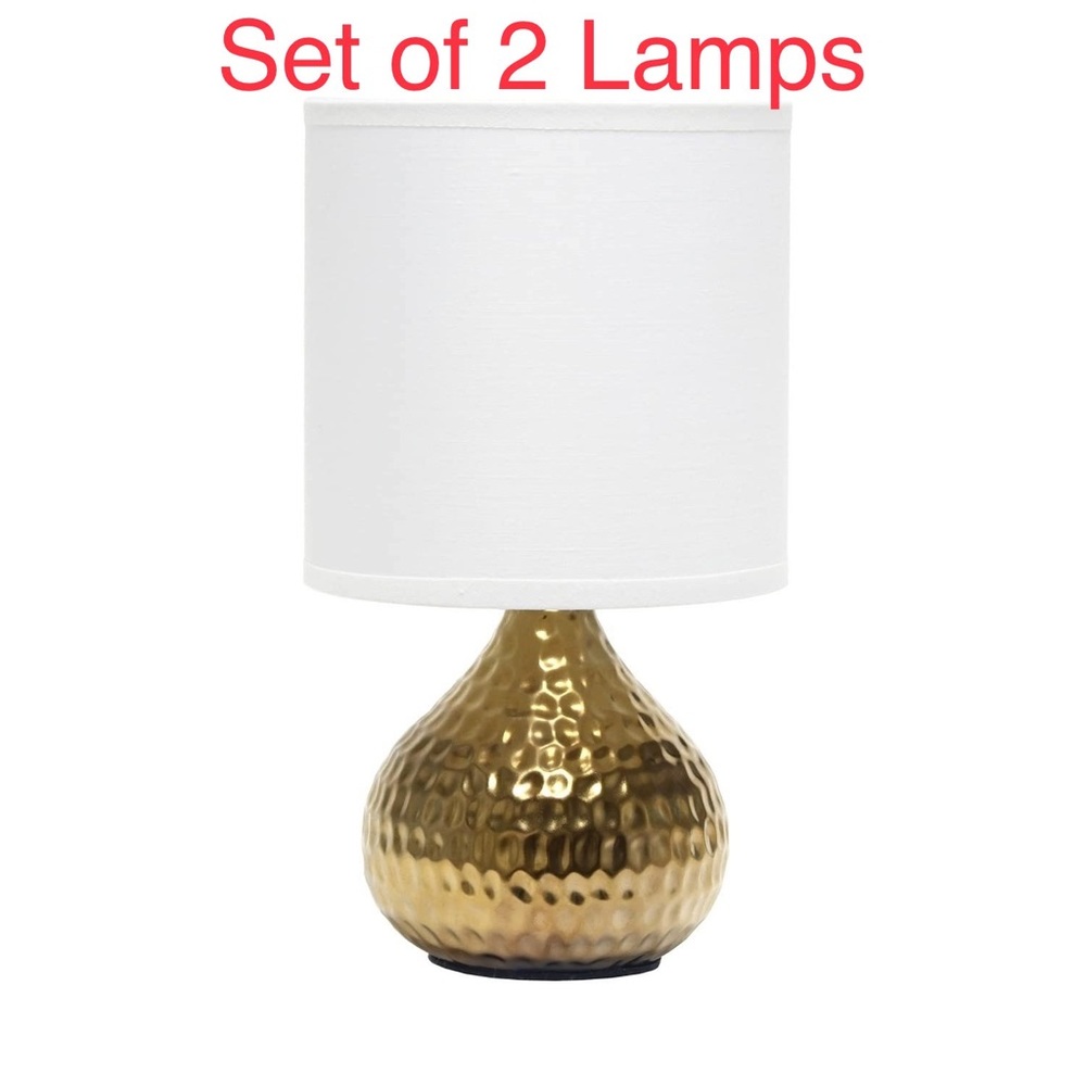 NEW Set of 2 Gold Drip Mini Table Desk Lamps with Shade (does not include bulb)